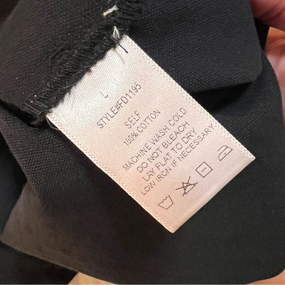 FINAL TOUCH BOHME black dress button front ruching size large 100%  cotton - Picture 8 of 9